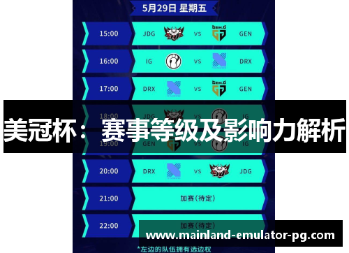 美冠杯：赛事等级及影响力解析