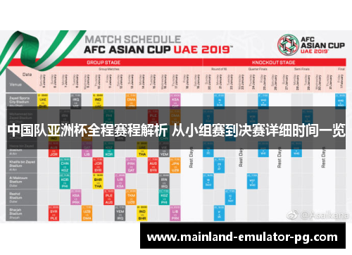中国队亚洲杯全程赛程解析 从小组赛到决赛详细时间一览 中国队亚洲杯全程赛程解析 从小组赛到决赛详细时间一览